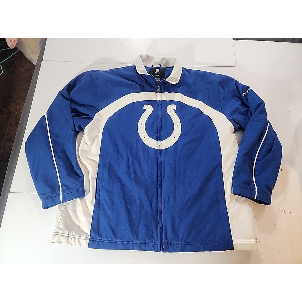 Reebok NFL Team Apparel Colts Sideline Jacket XL Blue Heavyweight Fleece Lined - Picture 2 of 12